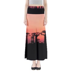 Baobabs Trees Silhouette Landscape Sunset Dusk Full Length Maxi Skirt by Jancukart
