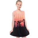 Baobabs Trees Silhouette Landscape Sunset Dusk Kids  Cross Back Dress View1