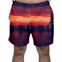 New York City Urban Skyline Harbor Bay Reflections Men s Shorts
