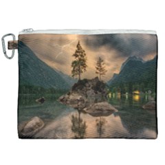 Nature Waters Lake Island Landscape Thunderstorm Canvas Cosmetic Bag (xxl)