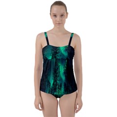 Aurora Northern Lights Celestial Magical Astronomy Twist Front Tankini Set by Jancukart