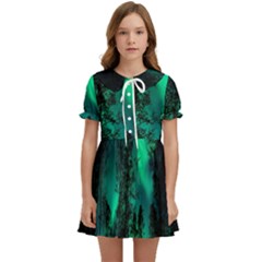 Aurora Northern Lights Celestial Magical Astronomy Kids  Sweet Collar Dress