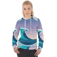 Tsunami Tidal Wave Wave Minimalist Ocean Sea 4 Women s Overhead Hoodie by Pakemis