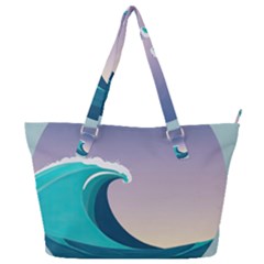 Tsunami Tidal Wave Wave Minimalist Ocean Sea 4 Full Print Shoulder Bag by Pakemis