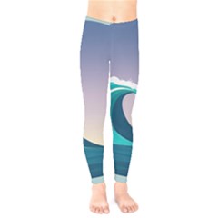 Tsunami Tidal Wave Wave Minimalist Ocean Sea 4 Kids  Classic Winter Leggings by Pakemis