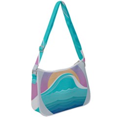 Tsunami Tidal Wave Wave Minimalist Ocean Sea Zip Up Shoulder Bag by Pakemis