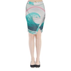 Tidal Wave Ocean Sea Tsunami Wave Minimalist Midi Wrap Pencil Skirt by Pakemis