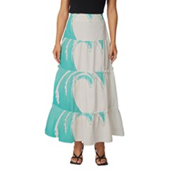 Tidal Wave Ocean Sea Tsunami Wave Minimalist Tiered Ruffle Maxi Skirt by Pakemis