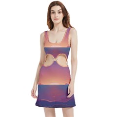 Sunset Ocean Beach Water Tropical Island Vacation Nature Velour Cutout Dress by Pakemis