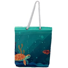 Ai Generated Ocean Sea Fish Aquatic Water Nature 5 Full Print Rope Handle Tote (large)