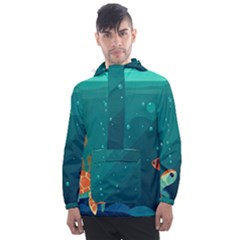 Ai Generated Ocean Sea Fish Aquatic Water Nature 5 Men s Front Pocket Pullover Windbreaker by Pakemis