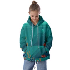 Ai Generated Ocean Sea Fish Aquatic Water Nature 5 Kids  Oversized Hoodie by Pakemis