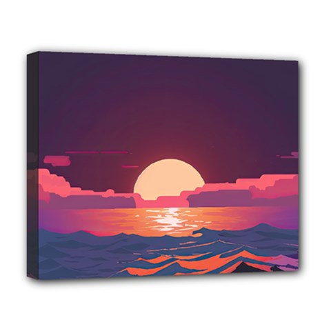 Sunset Ocean Beach Water Tropical Island Vacation 5 Deluxe Canvas 20  X 16  (stretched) by Pakemis