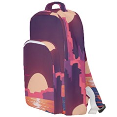 Sunset Ocean Beach Water Tropical Island Vacation 5 Double Compartment Backpack