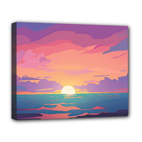Sunset Ocean Beach Water Tropical Island Vacation 4 Deluxe Canvas 20  X 16  (stretched) by Pakemis