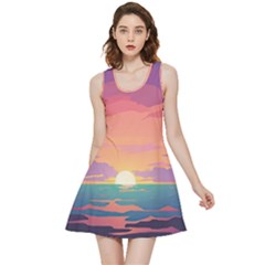 Sunset Ocean Beach Water Tropical Island Vacation 4 Inside Out Reversible Sleeveless Dress