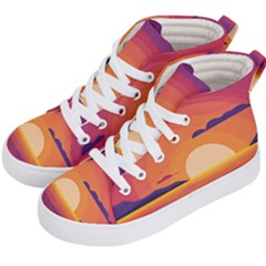 Sunset Ocean Beach Water Tropical Island Vacation Landscape Kids  Hi-top Skate Sneakers by Pakemis