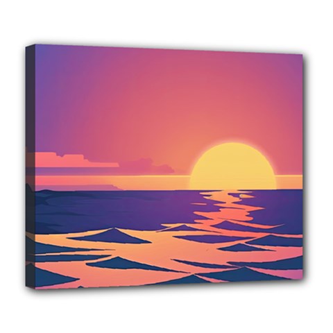 Sunset Ocean Beach Water Tropical Island Vacation Deluxe Canvas 24  X 20  (stretched) by Pakemis