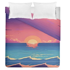 Sunset Ocean Beach Water Tropical Island Vacation 2 Duvet Cover Double Side (queen Size) by Pakemis