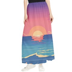 Sunset Ocean Beach Water Tropical Island Vacation 2 Maxi Chiffon Skirt by Pakemis