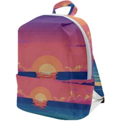 Sunset Ocean Beach Water Tropical Island Vacation 2 Zip Up Backpack by Pakemis