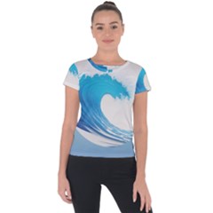 Wave Tsunami Tidal Wave Ocean Sea Water Short Sleeve Sports Top  by Pakemis