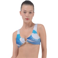 Wave Tsunami Tidal Wave Ocean Sea Water Ring Detail Bikini Top by Pakemis