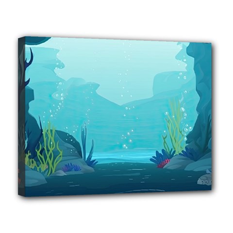 Intro Youtube Background Wallpaper Aquatic Water 2 Canvas 14  X 11  (stretched) by Pakemis
