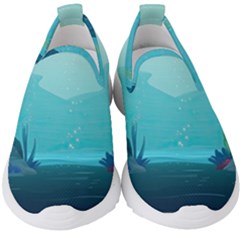 Intro Youtube Background Wallpaper Aquatic Water 2 Kids  Slip On Sneakers by Pakemis