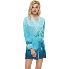 Intro Youtube Background Wallpaper Aquatic Water 2 Long Sleeve Satin Robe by Pakemis