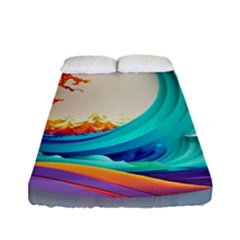 Tsunami Tidal Wave Wave Minimalist Ocean Sea 3 Fitted Sheet (Full/ Double Size)