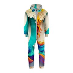 Tsunami Tidal Wave Wave Minimalist Ocean Sea 3 Hooded Jumpsuit (Kids)