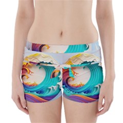 Tsunami Tidal Wave Wave Minimalist Ocean Sea 3 Boyleg Bikini Wrap Bottoms