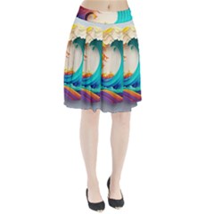 Tsunami Tidal Wave Wave Minimalist Ocean Sea 3 Pleated Skirt