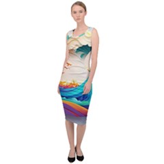 Tsunami Tidal Wave Wave Minimalist Ocean Sea 3 Sleeveless Pencil Dress