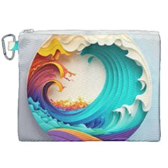 Tsunami Tidal Wave Wave Minimalist Ocean Sea 3 Canvas Cosmetic Bag (XXL)