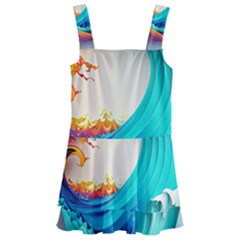 Tsunami Tidal Wave Wave Minimalist Ocean Sea 3 Kids  Layered Skirt Swimsuit