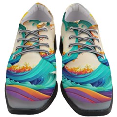 Tsunami Tidal Wave Wave Minimalist Ocean Sea 3 Women Heeled Oxford Shoes