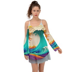 Tsunami Tidal Wave Wave Minimalist Ocean Sea 3 Boho Dress