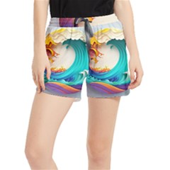 Tsunami Tidal Wave Wave Minimalist Ocean Sea 3 Women s Runner Shorts