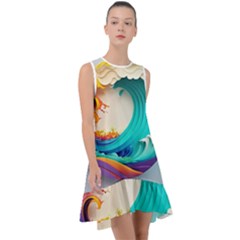 Tsunami Tidal Wave Wave Minimalist Ocean Sea 3 Frill Swing Dress