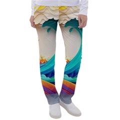 Tsunami Tidal Wave Wave Minimalist Ocean Sea 3 Women s Casual Pants