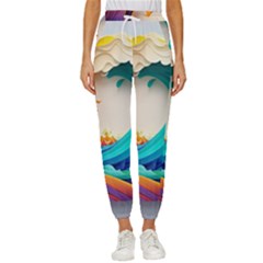 Tsunami Tidal Wave Wave Minimalist Ocean Sea 3 Cropped Drawstring Pants