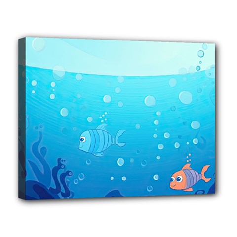 Ai Generated Ocean Sea Fish Aquatic Water Nature Canvas 14  X 11  (stretched) by Pakemis