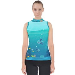 Ai Generated Ocean Sea Fish Aquatic Water Nature 2 Mock Neck Shell Top