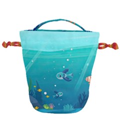 Ai Generated Ocean Sea Fish Aquatic Water Nature 2 Drawstring Bucket Bag by Pakemis