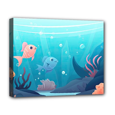 Ai Generated Ocean Sea Fish Aquatic Water Nature 4 Deluxe Canvas 20  X 16  (stretched) by Pakemis