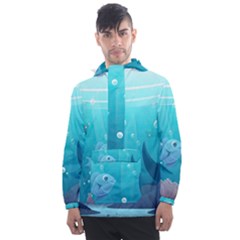 Ai Generated Ocean Sea Fish Aquatic Water Nature 4 Men s Front Pocket Pullover Windbreaker by Pakemis