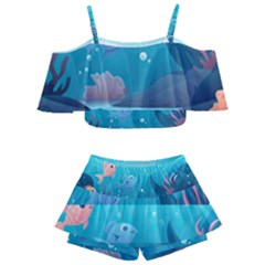 Ai Generated Ocean Sea Fish Aquatic Water Nature 4 Kids  Off Shoulder Skirt Bikini by Pakemis