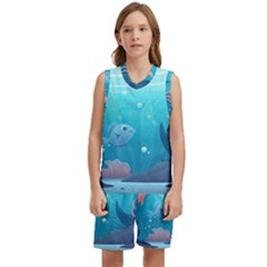 Ai Generated Ocean Sea Fish Aquatic Water Nature 4 Kids  Basketball Mesh Set by Pakemis